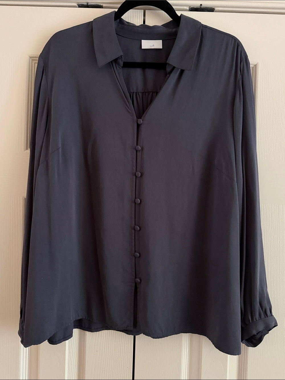 J. Jill Dark Charcoal Button-Front Blouse